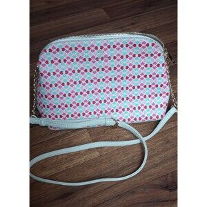 Nanette Lepore White With Pink, Red & Blue Hearts Mini Cross Body Bag